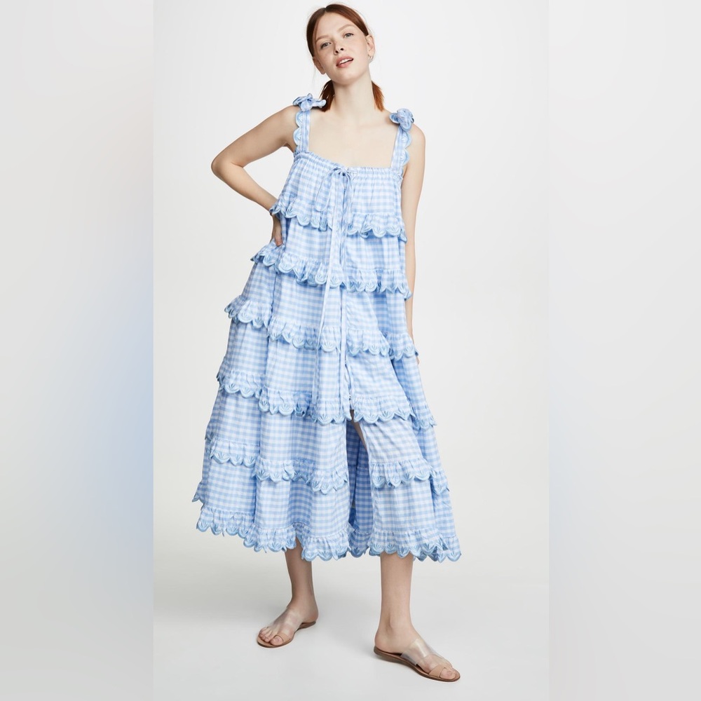Innika Choo Scallop Frill Dress in Blue Dusk